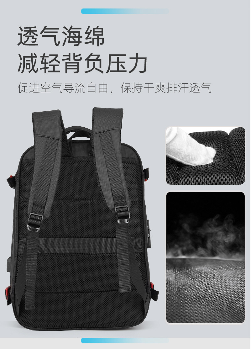 新品高档定型男士商务电脑背包带USB充电防水防盗大容量双肩包详情6