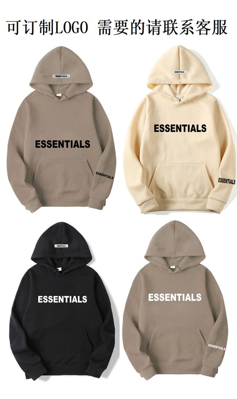 跨境essential复线潮牌新品情侣连帽卫衣情侣运动卫衣一件代发详情2