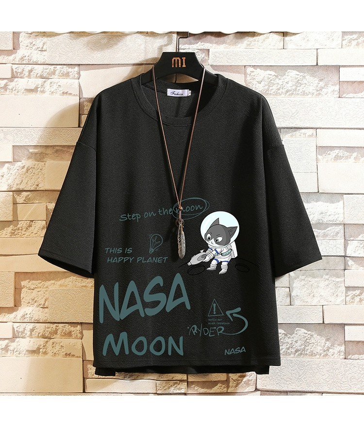 NASA联名冰丝短袖男2023新款夏季宽松大码百搭七分袖t恤重磅体恤详情8