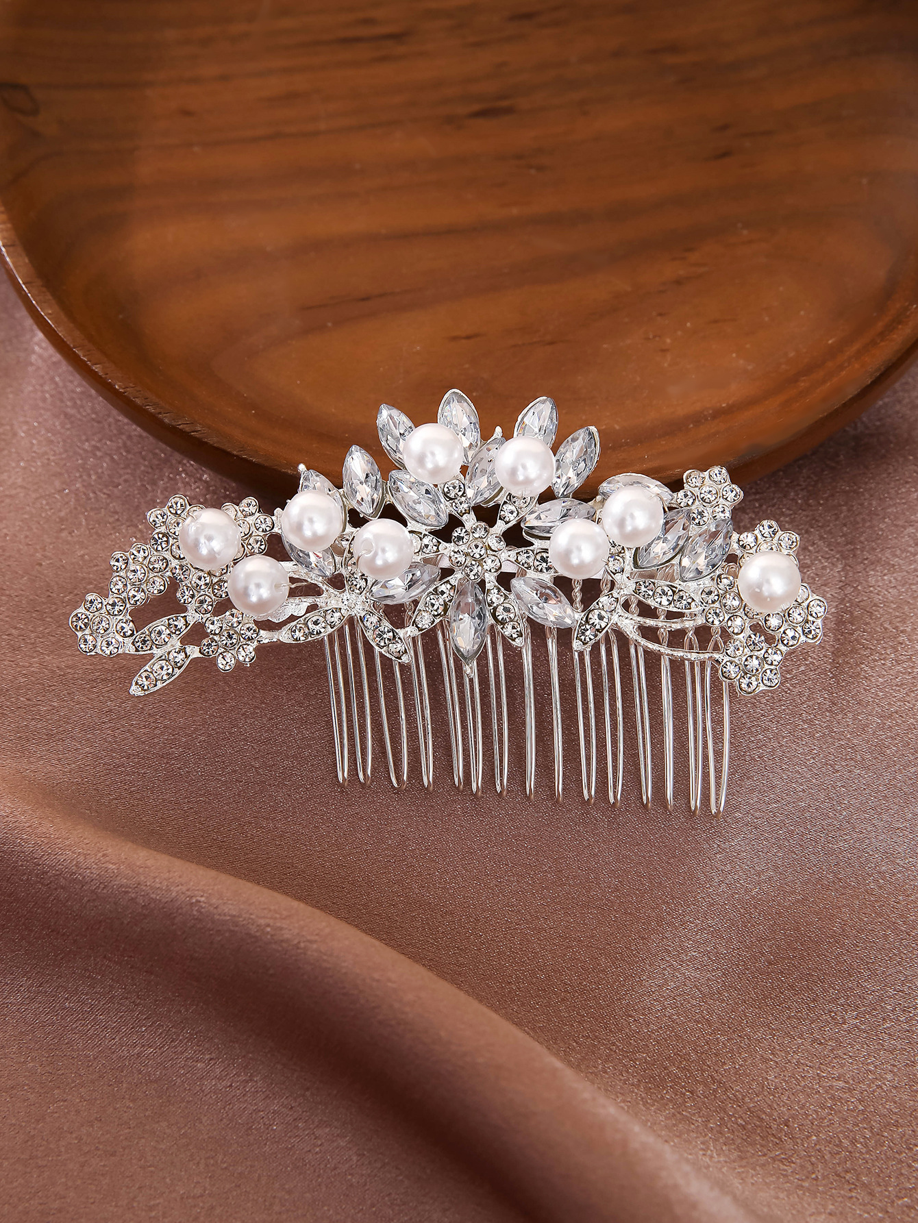 新娘头饰 插梳 新娘饰品结婚纱配饰 纯手工珍珠新娘发梳插梳详情7
