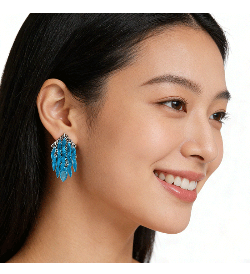 时髦个性轻奢水滴几何水滴流苏耳环女直播爆款超闪气质高级感耳饰详情7