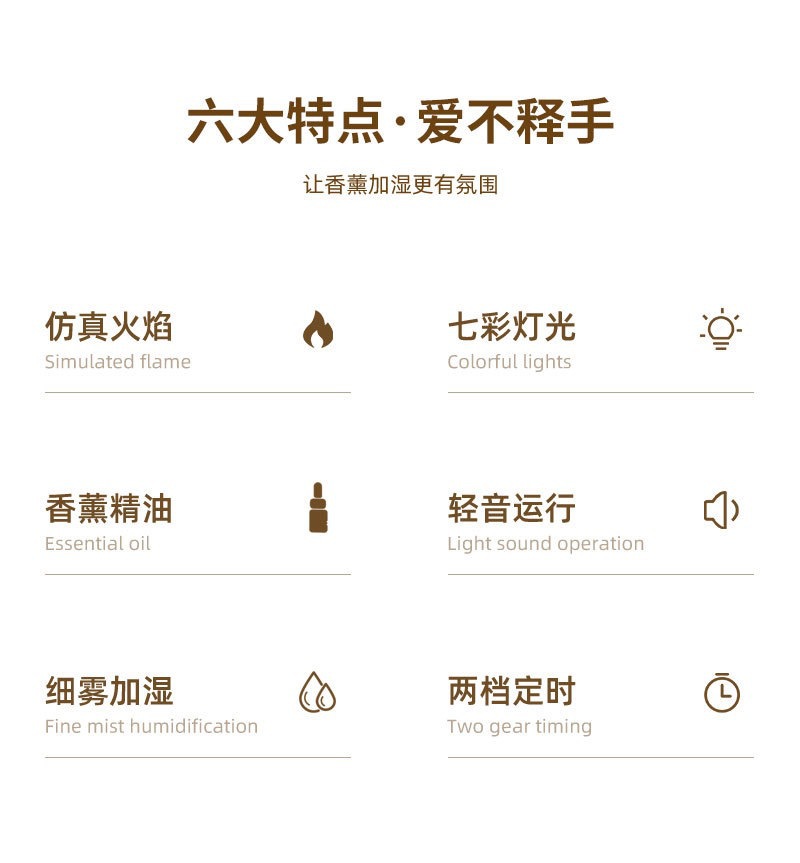 New small flame aroma diffuser, desktop silent air humidifier, super thick fog volume ambient light aroma diffuser wholesale pic 2