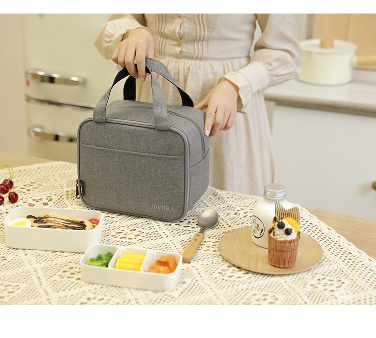 New insulated aluminum foil lunch box, bento bag, insulated bag, double-layer lunch box, handbag with rice bag, large capacity for office workers pic 15