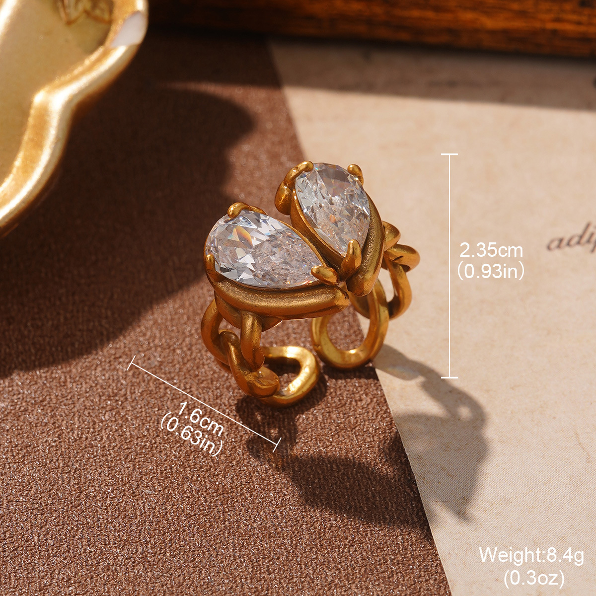 European and American cross-border jewelry design, Russian gold irregular ring, niche court style vintage light luxury ring pic 23