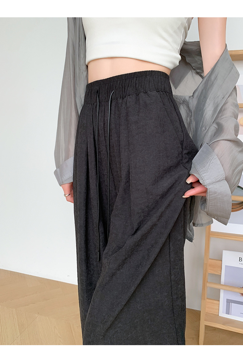 白色奶芙山本阔腿裤女春夏2024新款高腰垂感醋酸小个子慵懒风冰丝详情26