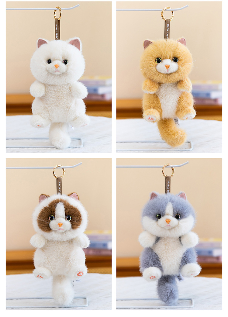 Cute three-flower cat plush toys, stuffed cat pendants, striped cat palm treasures, girls' backpack pendants, cross-border wholesale pic 16