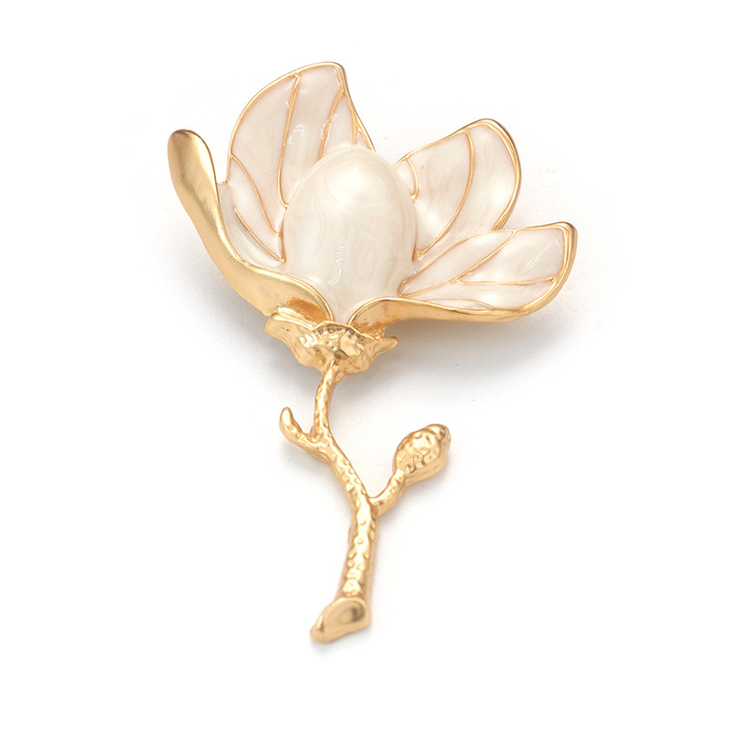 Natural Baroque pearl magnolia flower multi-color oil drip brooch, autumn and winter coat brooch accessory, high-end brooch pic 27