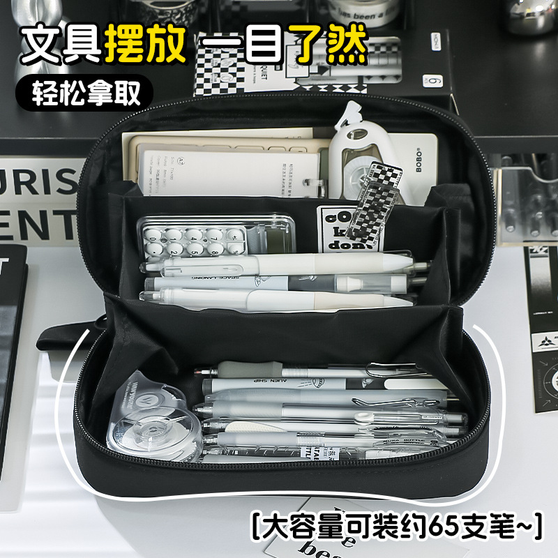 火山透明笔袋大容量耐脏2024新款女学生初中生文具盒高颜值铅笔盒详情10