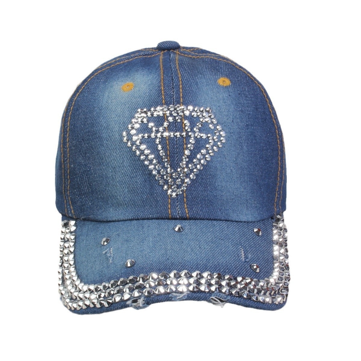 牛仔镶钻棒球帽弯檐男帽女帽百搭款遮阳鸭舌帽夏季休闲百搭帽子详情20