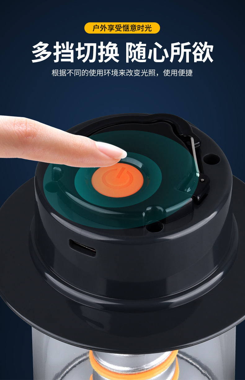 2025跨境新款LED户外氛围照明野营灯长续航双螺旋多功能露营灯详情6