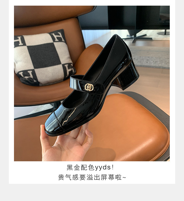 葡萄妈studiolee 经典百搭圆头一字带粗跟玛丽珍单鞋小皮鞋女春夏详情17