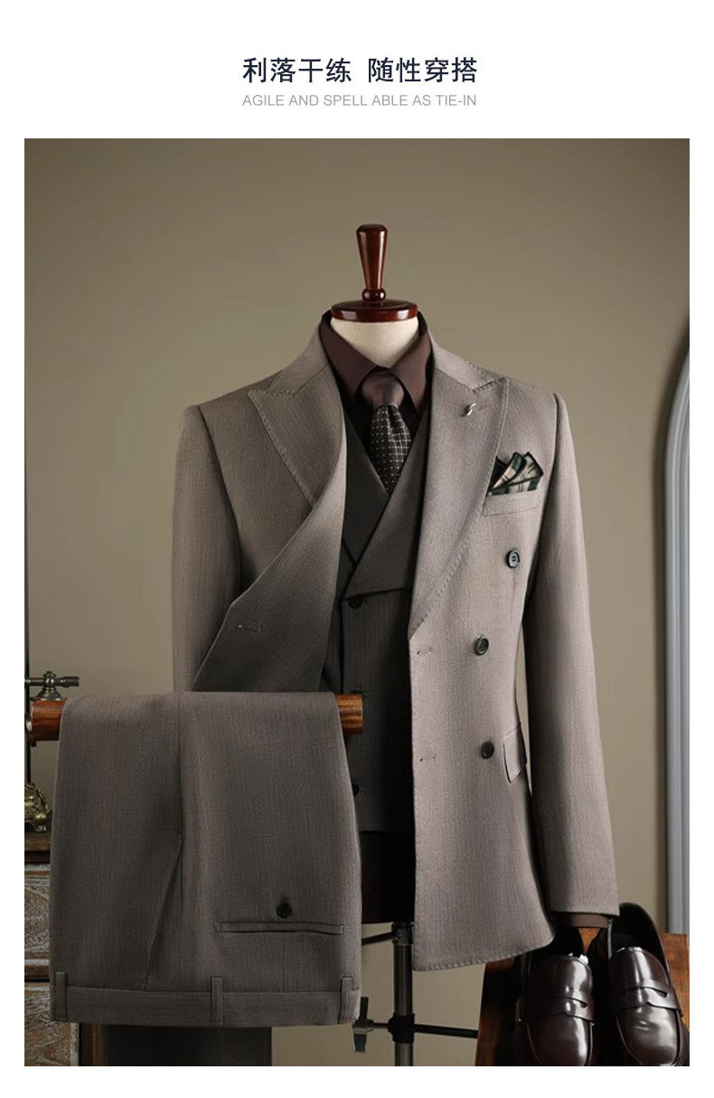 西装套装男士成都商务正装定制高级感西服套装新郎结婚礼服带马甲详情4