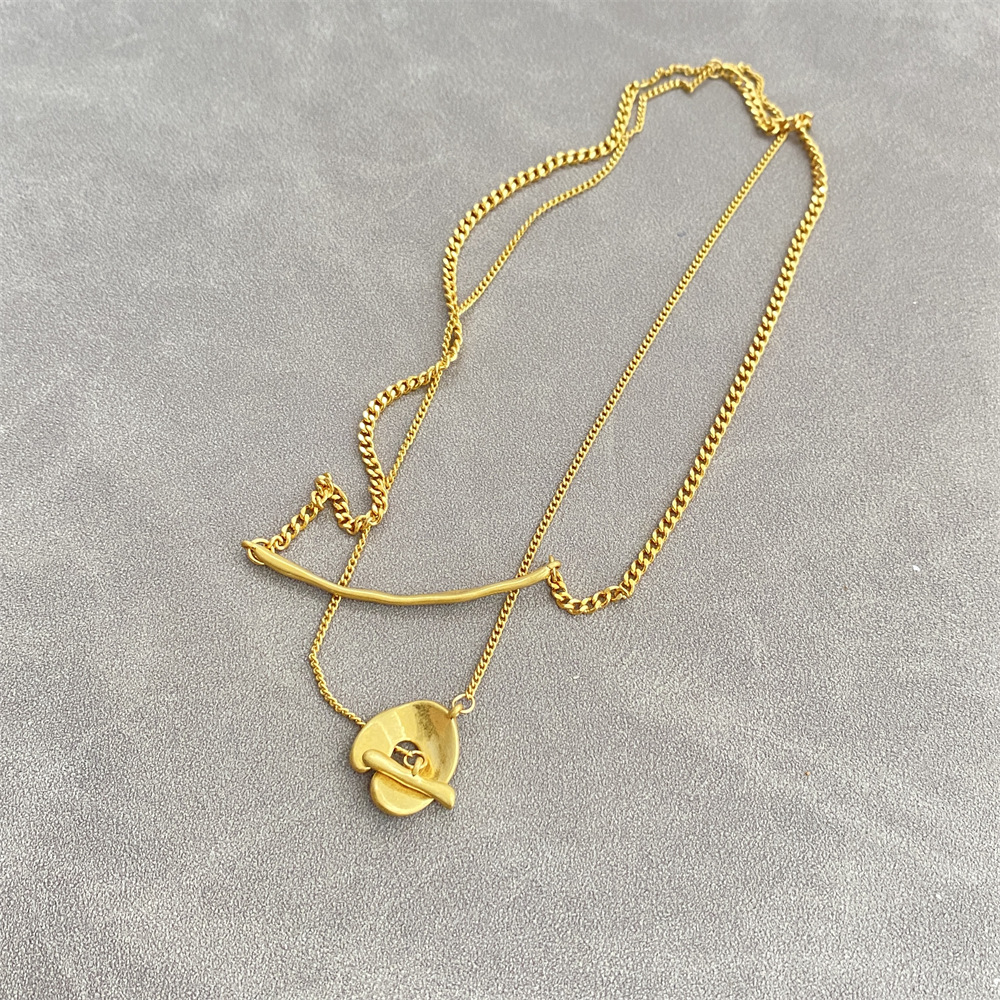 网红博主松本惠奈款长项链日本小众设计金银拼色气质双层叠戴颈链详情10