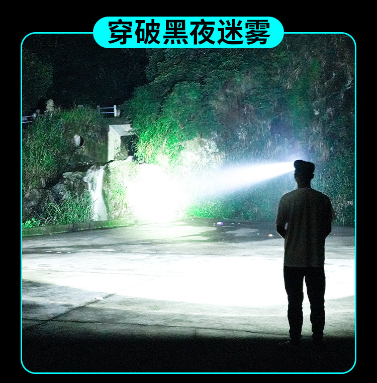 新款强光头灯轻便型户外强光远射头灯三光源头灯便携挥手感应头灯详情6