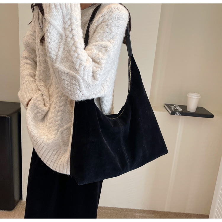 Retro matte tote bag, autumn and winter bag, commuter underarm bag, large-capacity single-shoulder tote bag, simple single-shoulder bag for women pic 47
