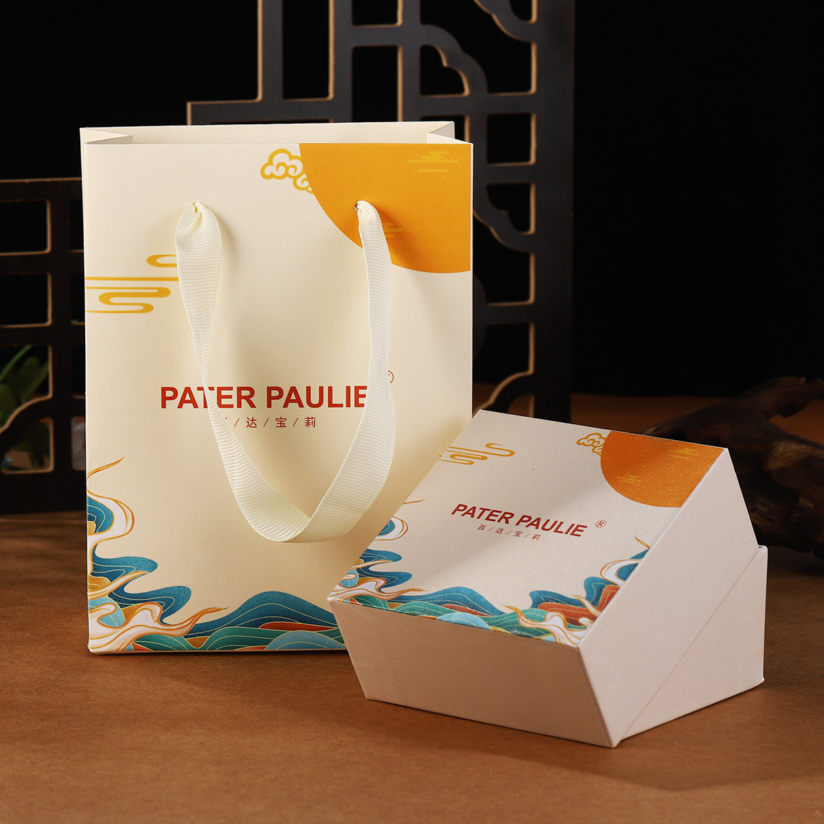 百达宝莉新中式首饰盒 透明防尘pe薄膜悬浮盒展示饰品包装盒收纳详情15