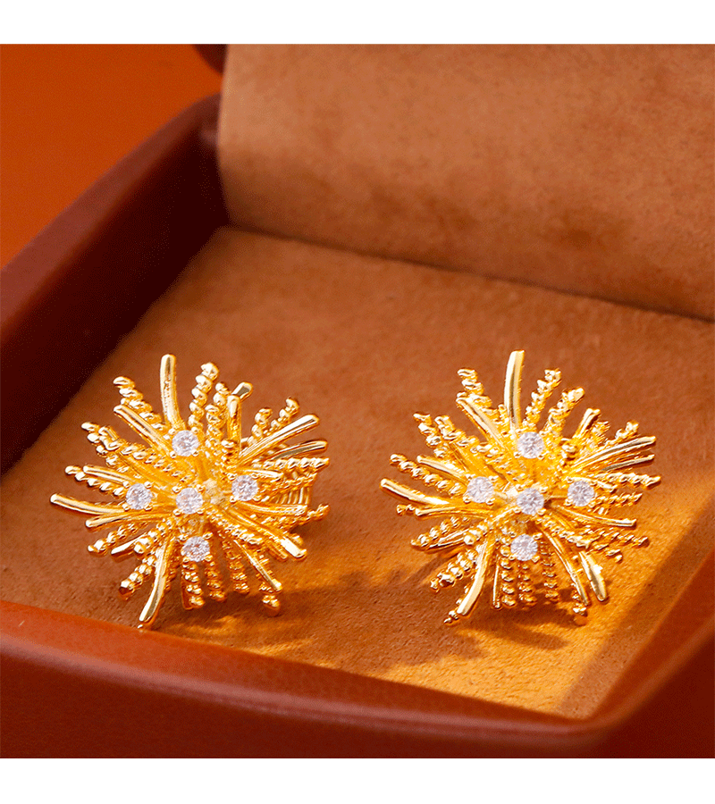 Hyacinth mosquito-repellent incense plate ear clip, brilliant fireworks earrings, women 2025, fashionable and elegant, internet-famous, super Sparkling Zircon earrings pic 8