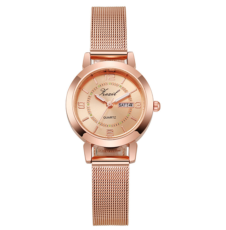 网红直播女士手表跨境爆款韩版简约防水夜光双日历非机械手表现货详情17