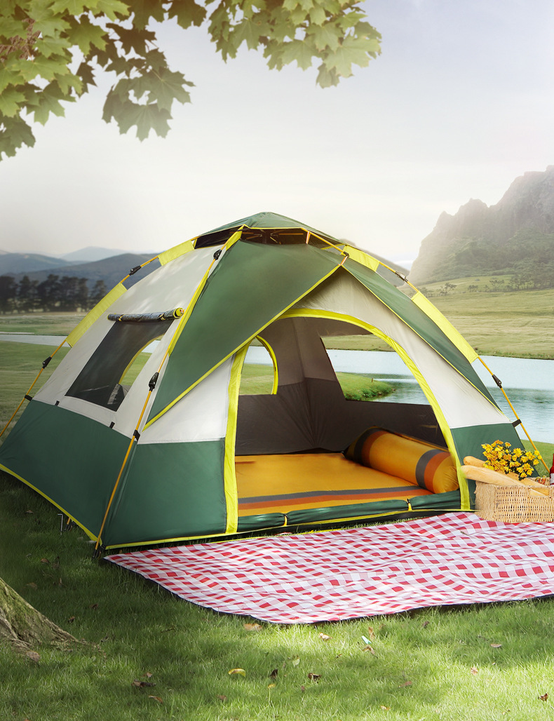 全自动便携式户外帐篷野营沙滩公园两门两窗速开运动山地露营用品厂家批发详情1