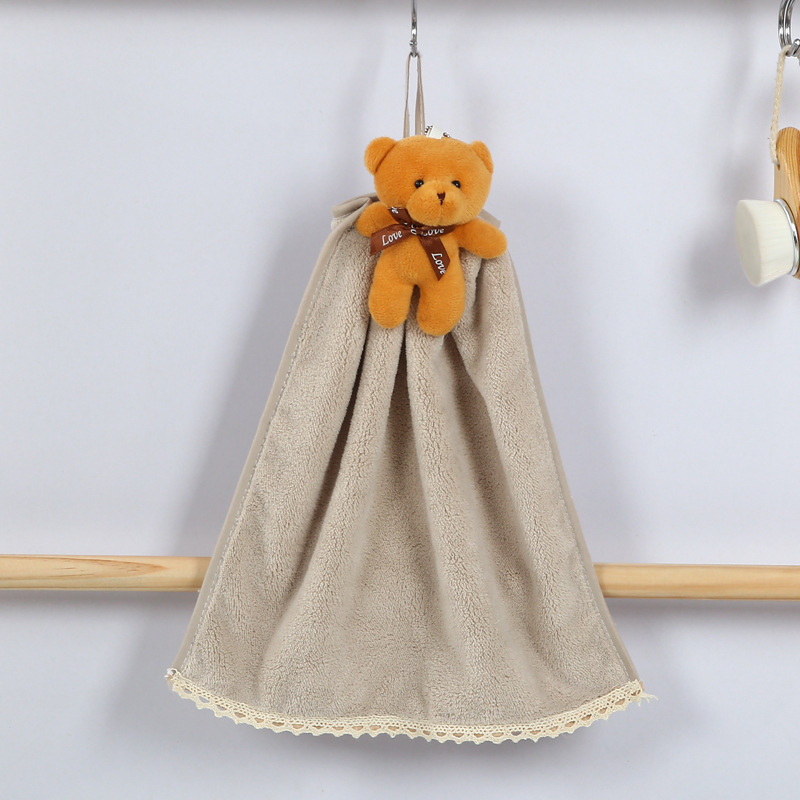 【 Chi Jia 】 Coral fleece bear head hanging towels, hand towels, kitchen and bathroom hand towels, and cleaning cloths are available for wholesale pic 10