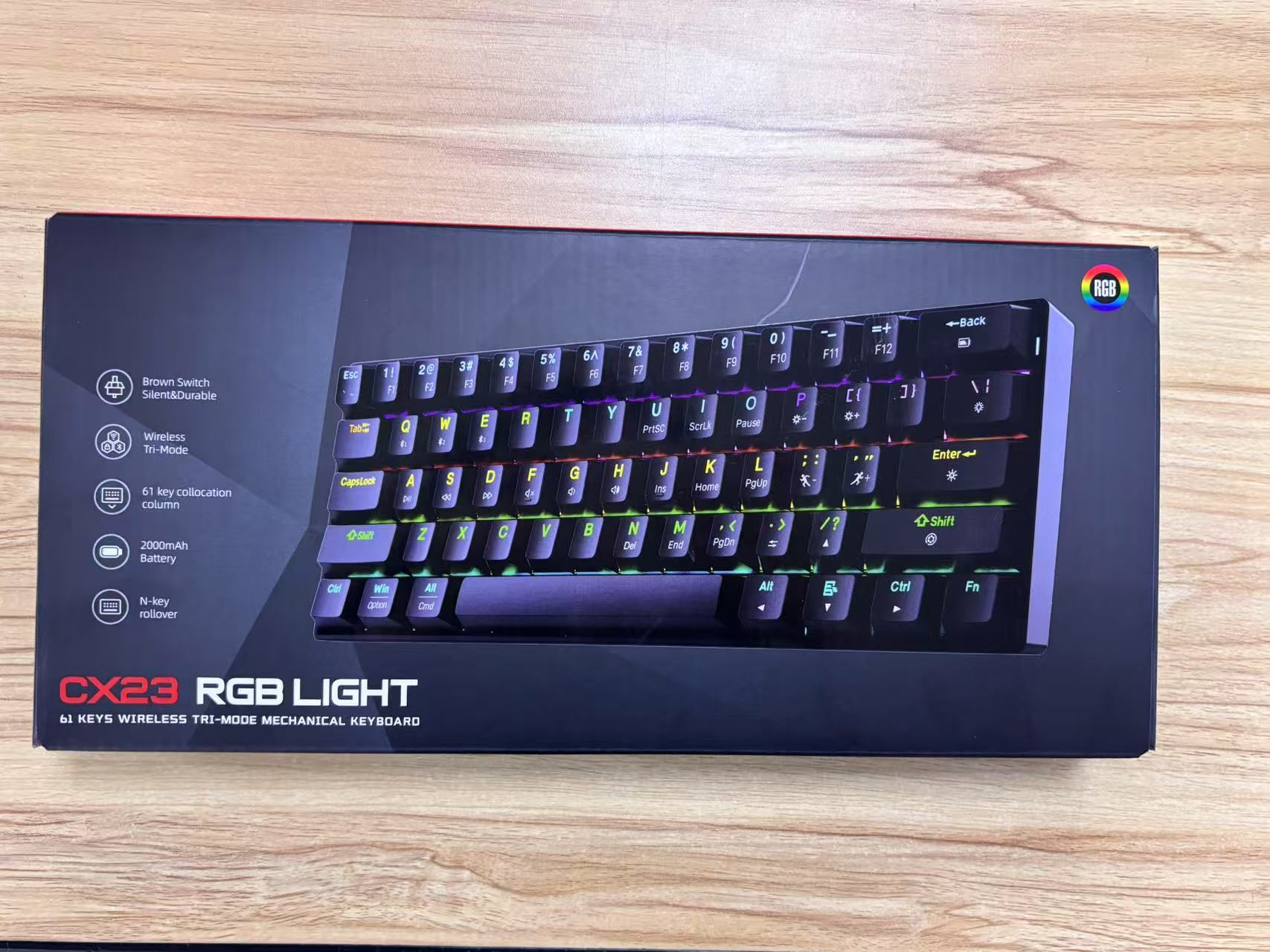 蓝牙三模机械键盘61键RGB发光茶轴电竞无线游戏键盘 工厂热销详情23
