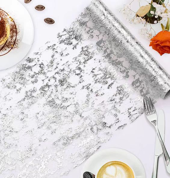 亚马逊跨境爆款烫金箔网眼桌旗节日派对婚礼装饰材料轻奢金色桌旗详情16