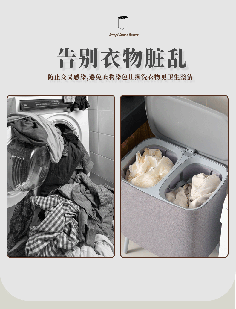 舒十牛津布带盖脏衣篮卧室收纳篓脚踏折叠式带提手卫生间脏衣篓详情2