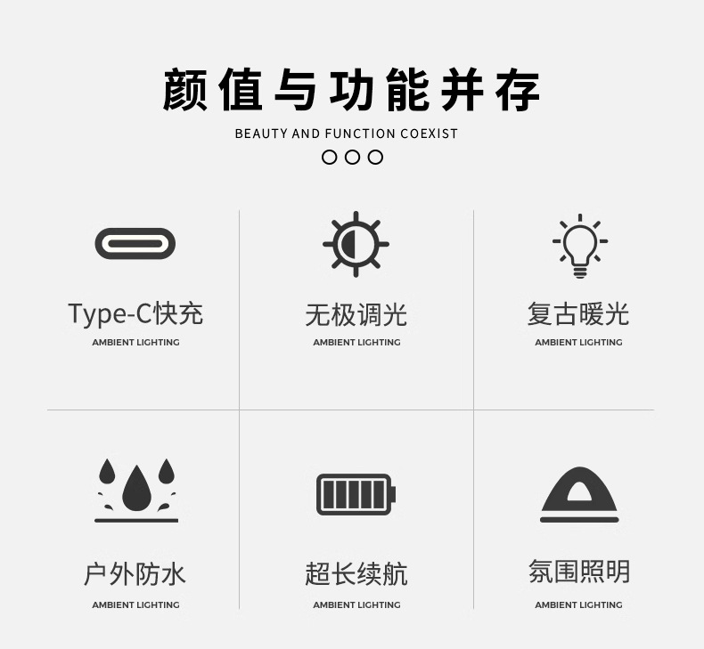 户外照明露营灯帐篷天幕氛围灯超长续航充电马灯复古提灯营地挂灯详情3