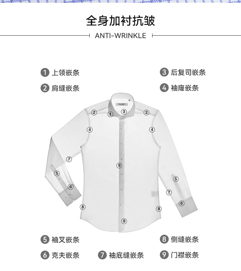 100支双股DP成衣免烫衬衫男长袖休闲商务高档男装易打理男士衬衫 pic 4