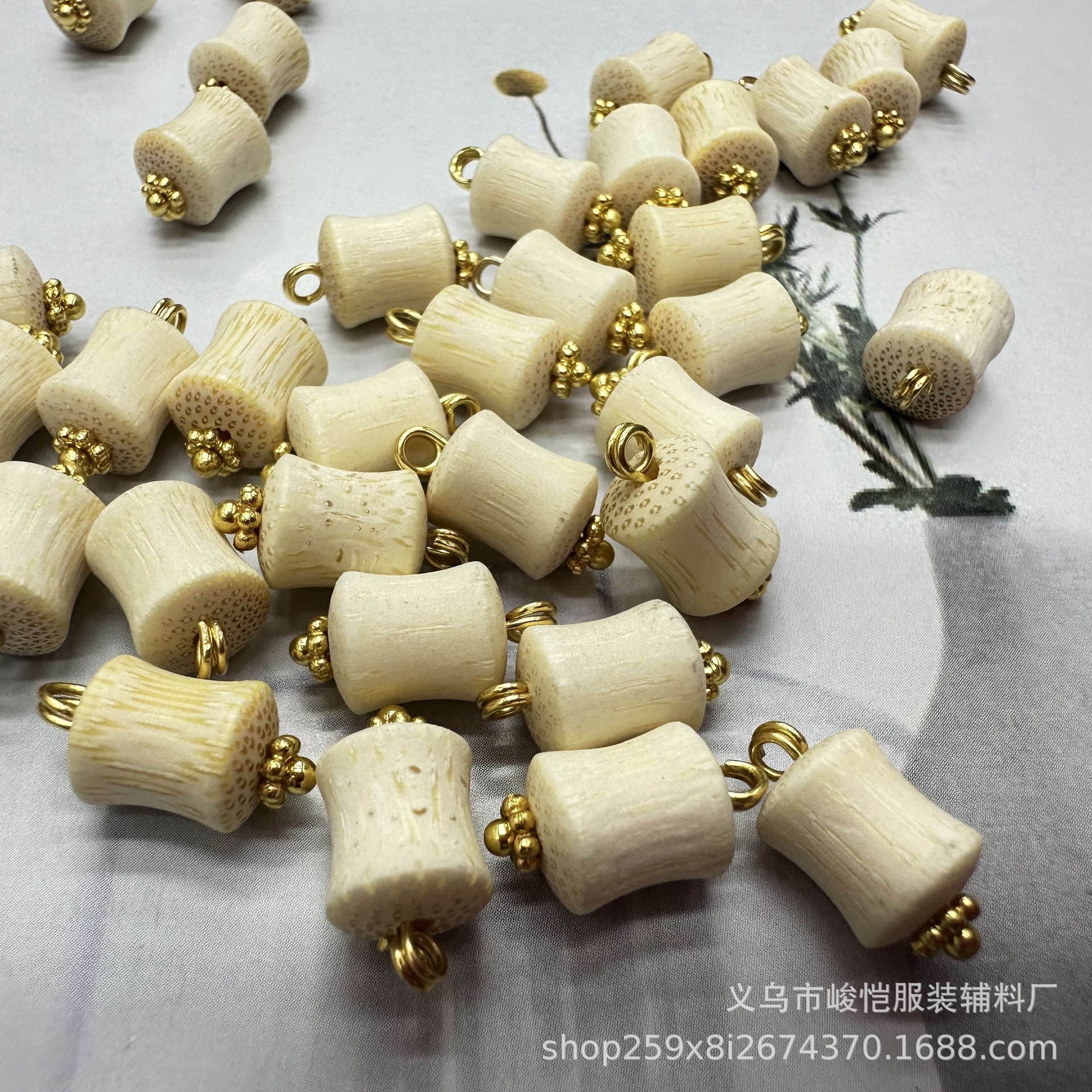 DIY服饰配件 中式环保竹鼓珠花托纽扣 旗袍马甲盘扣 唐装汉服扣子 复古衬衫钮扣 精致细腻手工艺品详情8