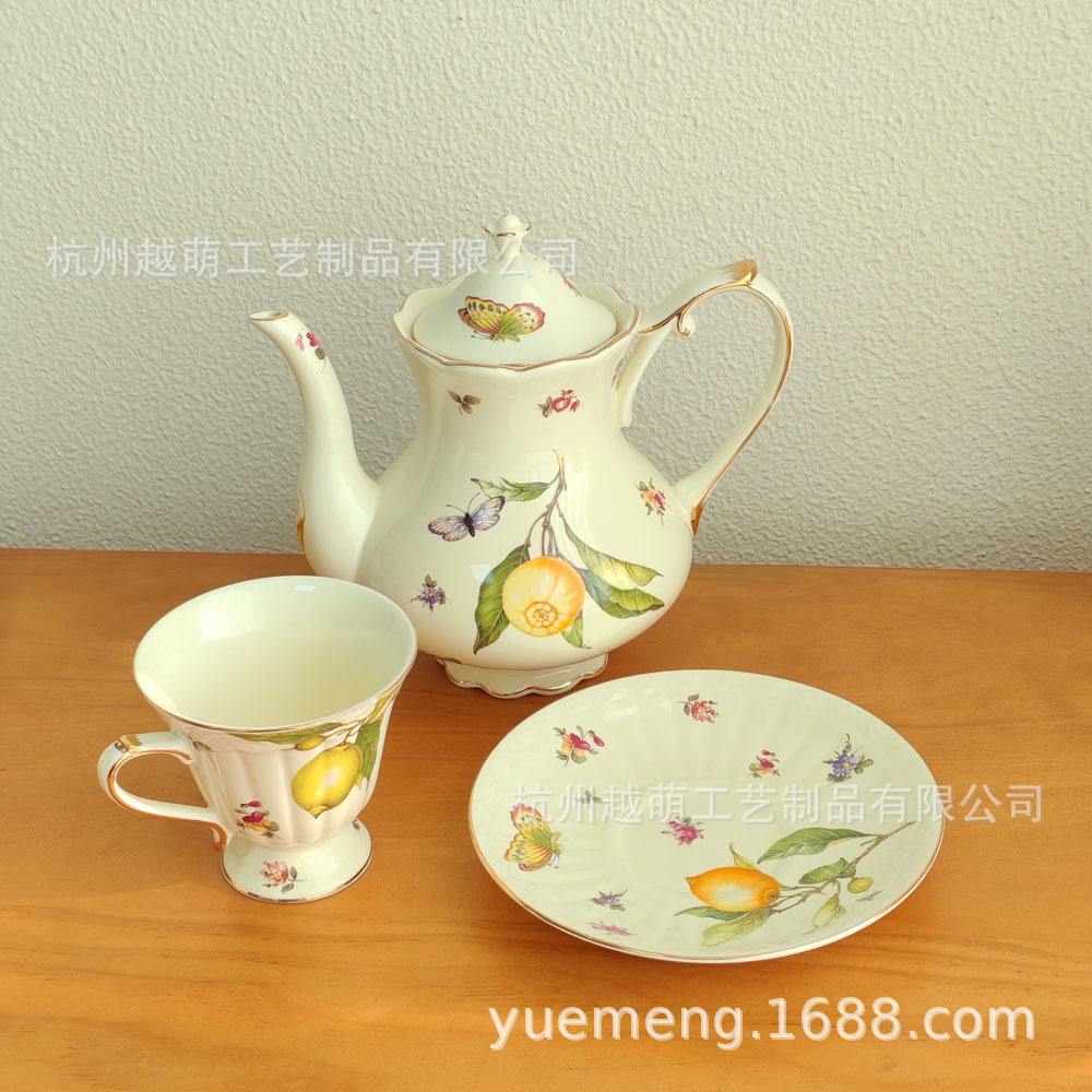 European-style ins coffee cup and saucer set, ceramic, British-style gold-edged tea cups and teapots, French restaurant cups, daily gifts pic 9