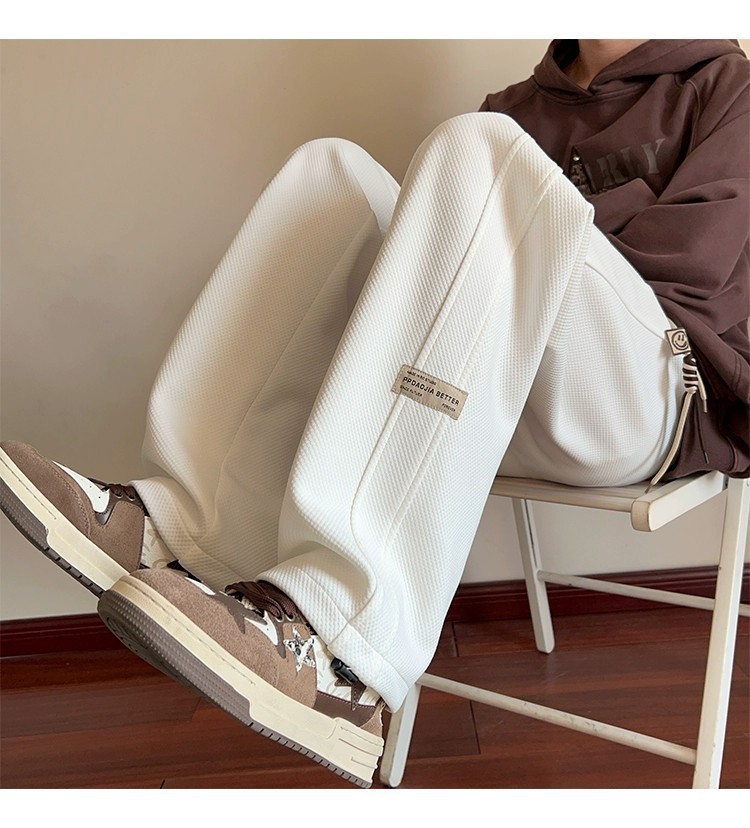 潮牌休闲裤子男宽松春秋新款抽绳运动裤青少年学生高级感卫裤长裤详情12