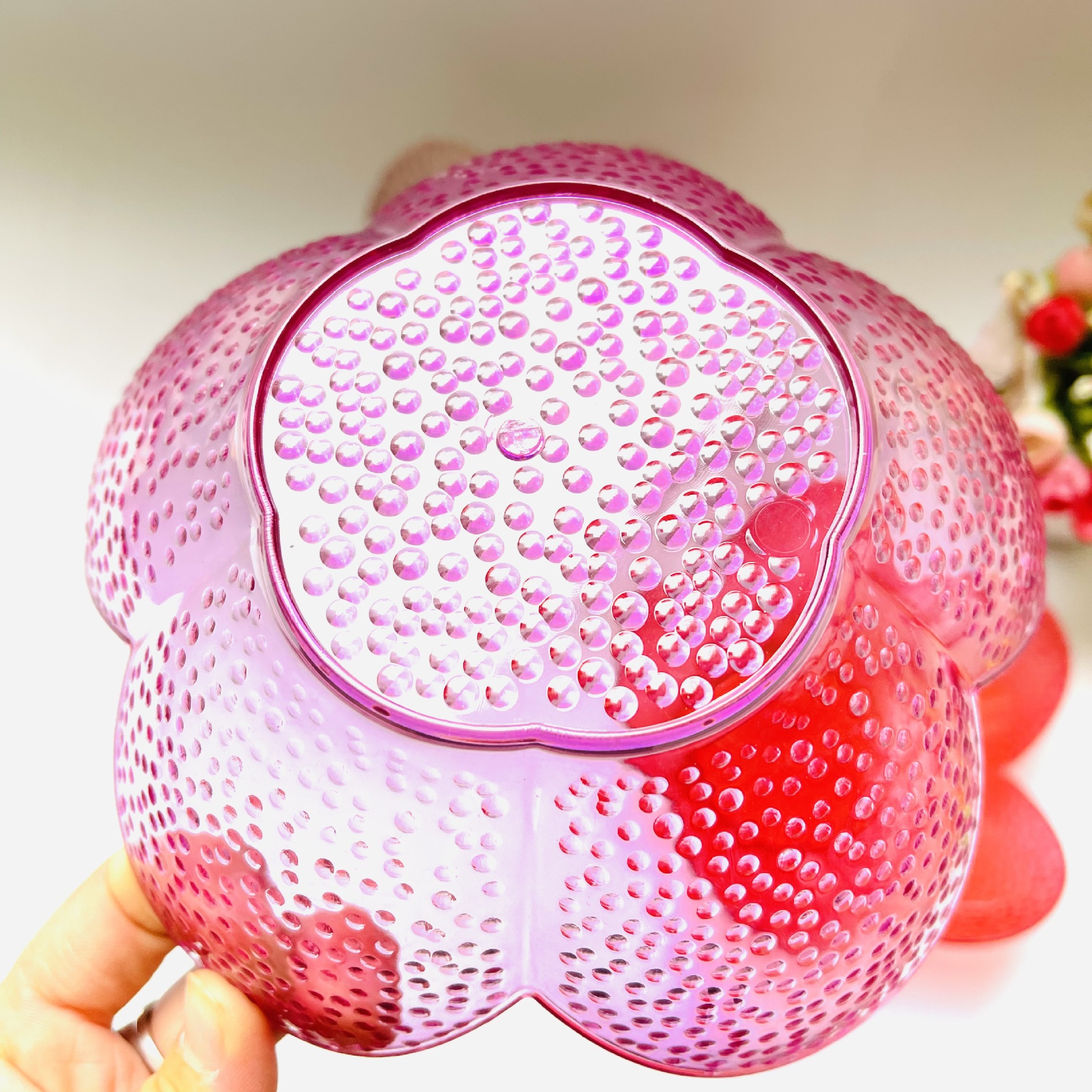 0924 Colorful transparent fruit plate, petal fruit basket, snack plate, plastic candy plate, fruit basket, 1 yuan, 2 yuan, source gift pic 5