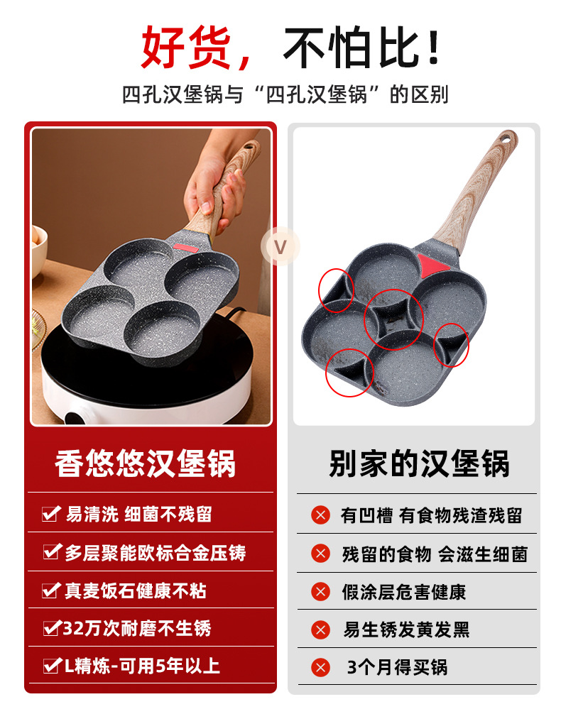 煎锅家用迷你四孔跨境新款麦饭石煎蛋神器早餐煎蛋锅小鸡蛋汉堡锅详情11