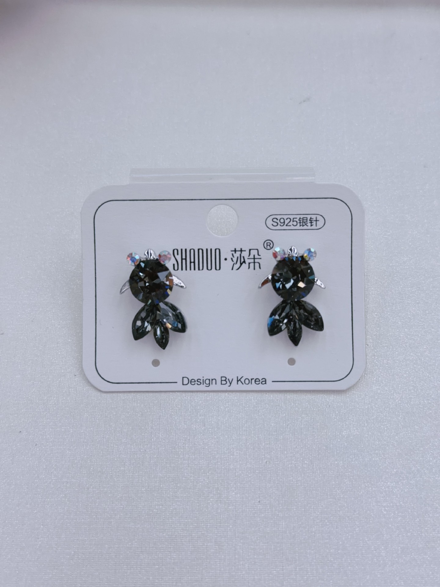 爆闪施家镶钻进口奥地利水晶精致韩系小金鱼耳钉S925纯银耳针新款详情9