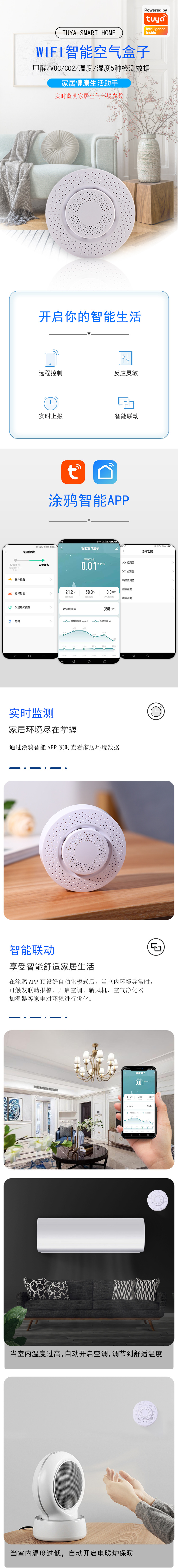 Tuya Smart wifi Air Box Smart Home Formaldehyde Gas Carbon Dioxide Wireless Temperature and Humidity Detector pic 1