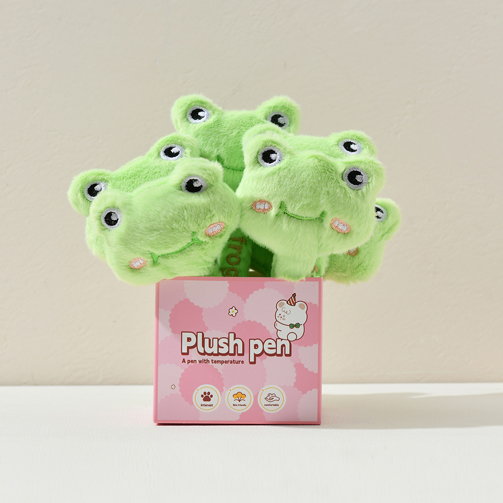 晨兮毛绒笔熊猫笔可爱笔按动中性笔黑色可爱创意黑笔学生用品文具详情17
