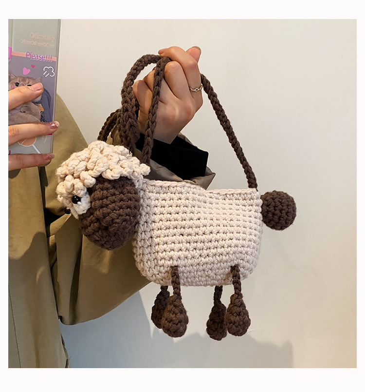 手工编织包包diy针织毛线包可爱卡通小羊编织包单肩斜挎包女成品详情33