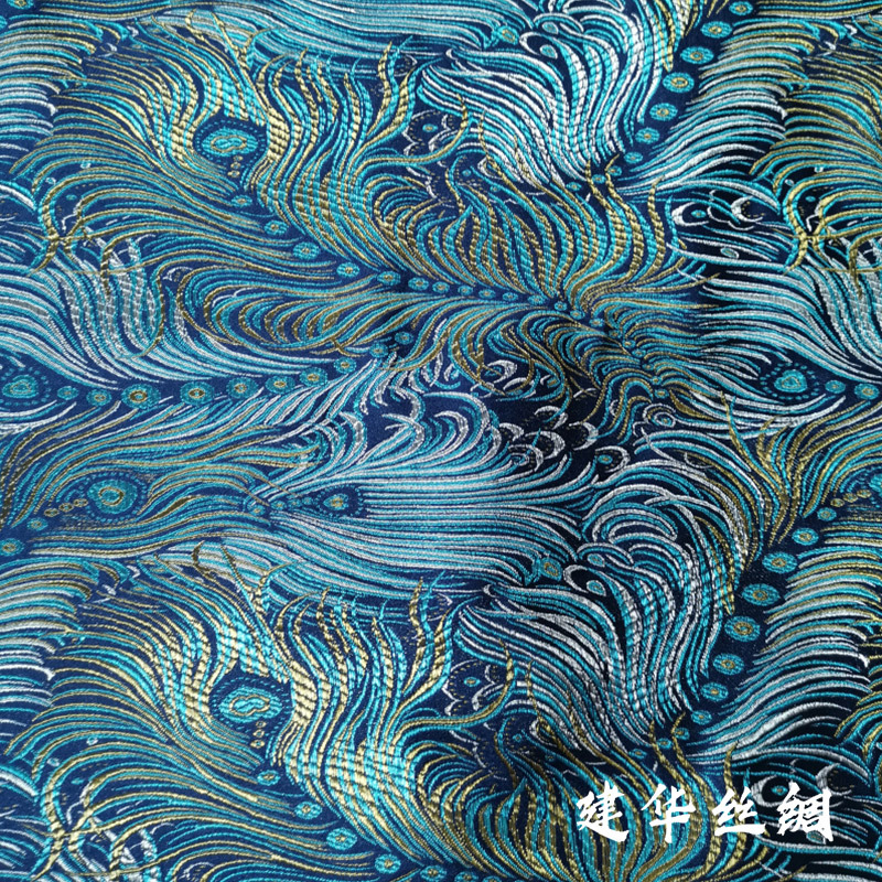乱凤尾提花织锦缎面料服装茶杯垫手工包布料汉服唐装古风服装绸缎详情1