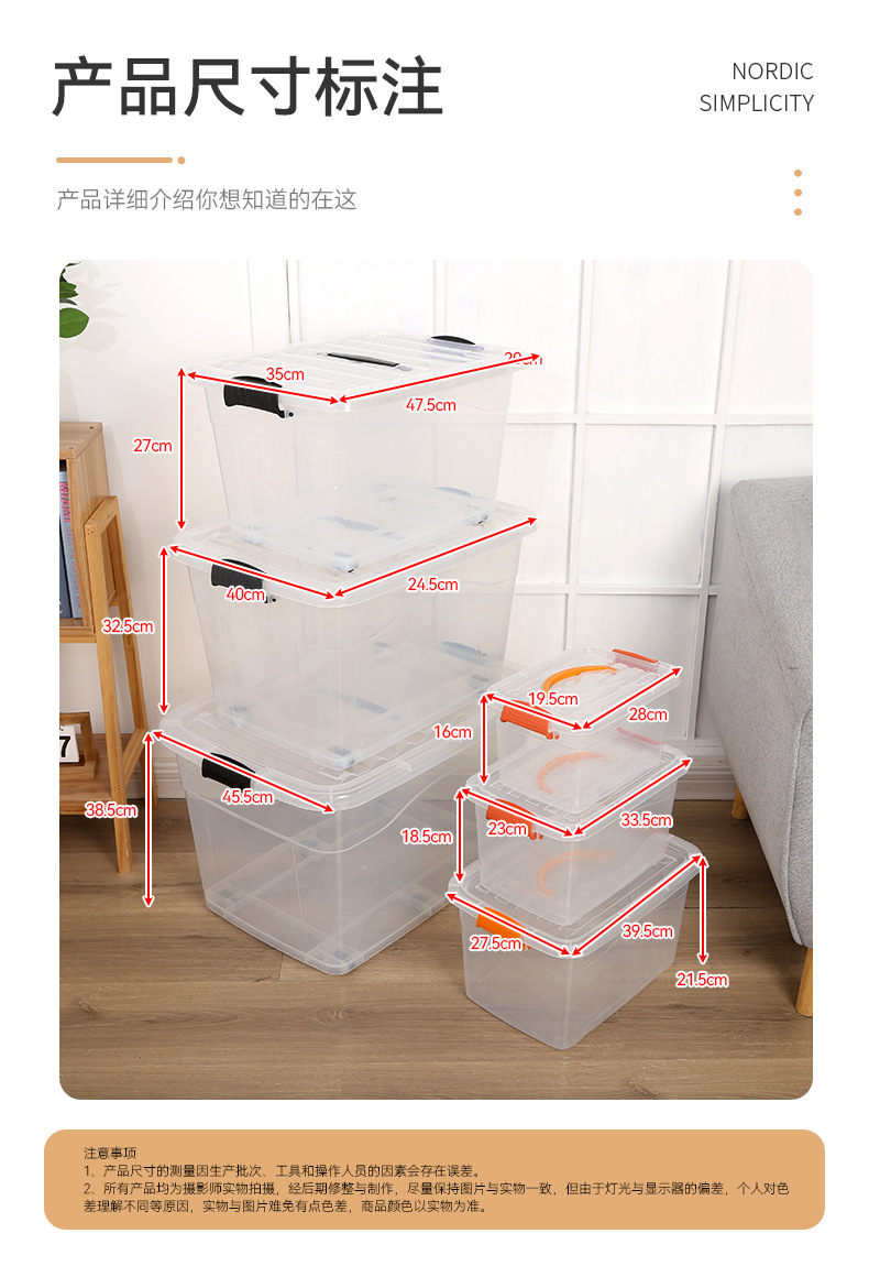 现货供应 透明收纳箱 玩具整理箱 户外车载工具箱 居家整理储物箱详情12