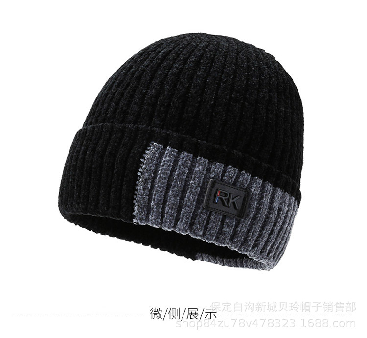 Winter fleece Chenille woolen cap for both men and women, outdoor cycling thickened windproof and warm pullover cap, simple style pic 5