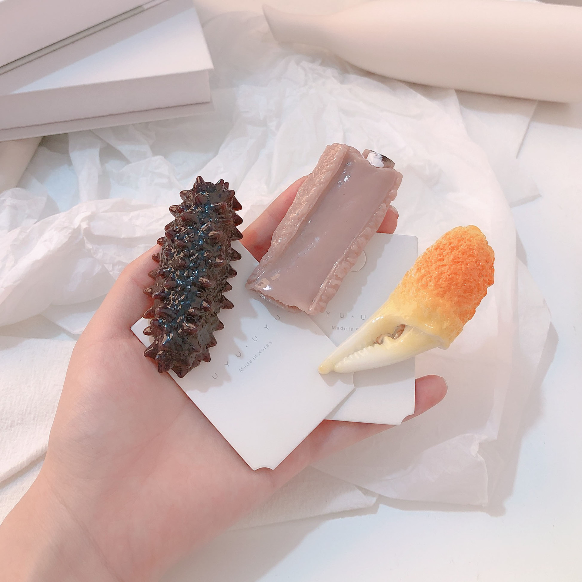 Fun ribs, simulated food, crab claws, funny grilled meat, hair clips, sea cucumber, creative side clips, sugar-coated haws, hair accessories pic 7