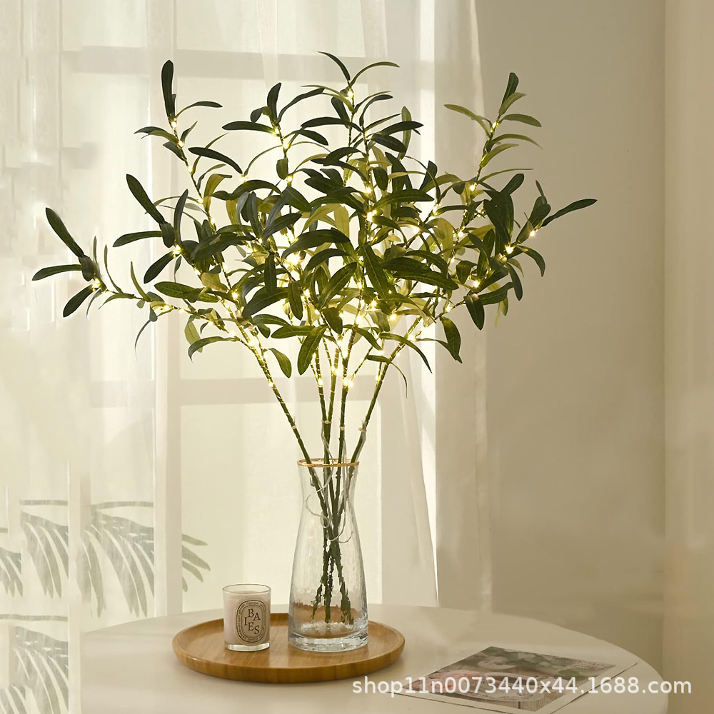 ins风热卖仿真橄榄叶   酒店婚庆家居装饰仿真植物叶子绿色橄榄叶详情7