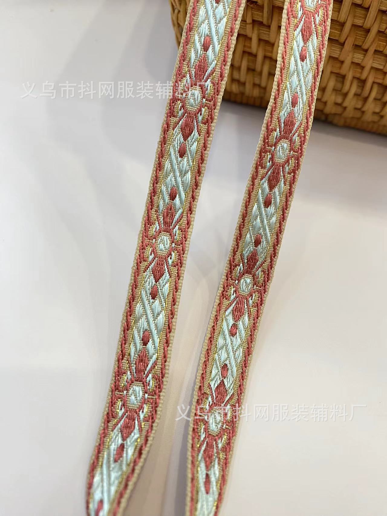 1.5cm handmade DIY bow, ethnic style jacquard embroidery, ribbon, hair accessory, headwear, edge strap, gift box, packaging strap pic 11