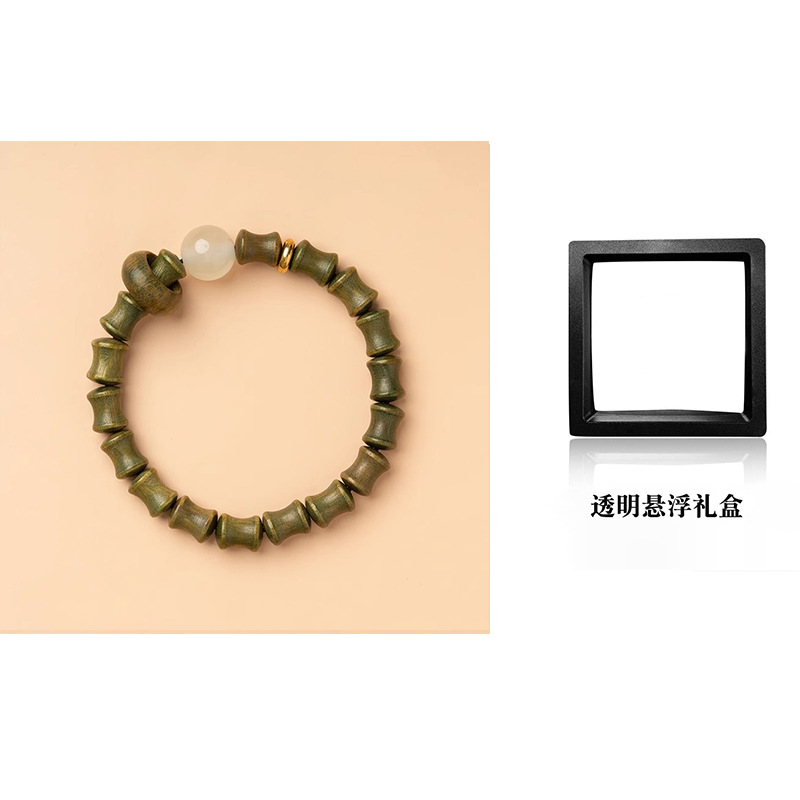 绿檀香木竹节节高升月光石手串黑檀串珠跑环款男女士手链文玩佛珠详情16
