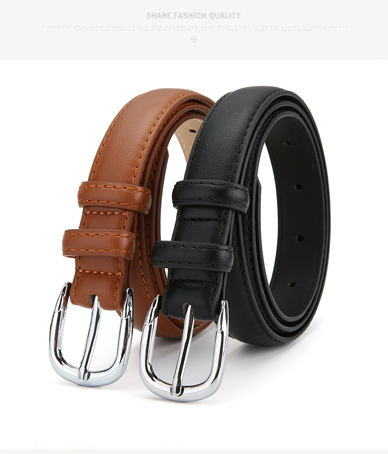 韩版简约黑色皮带男女通用百搭牛仔裤复古针扣时尚腰带服装配饰详情5