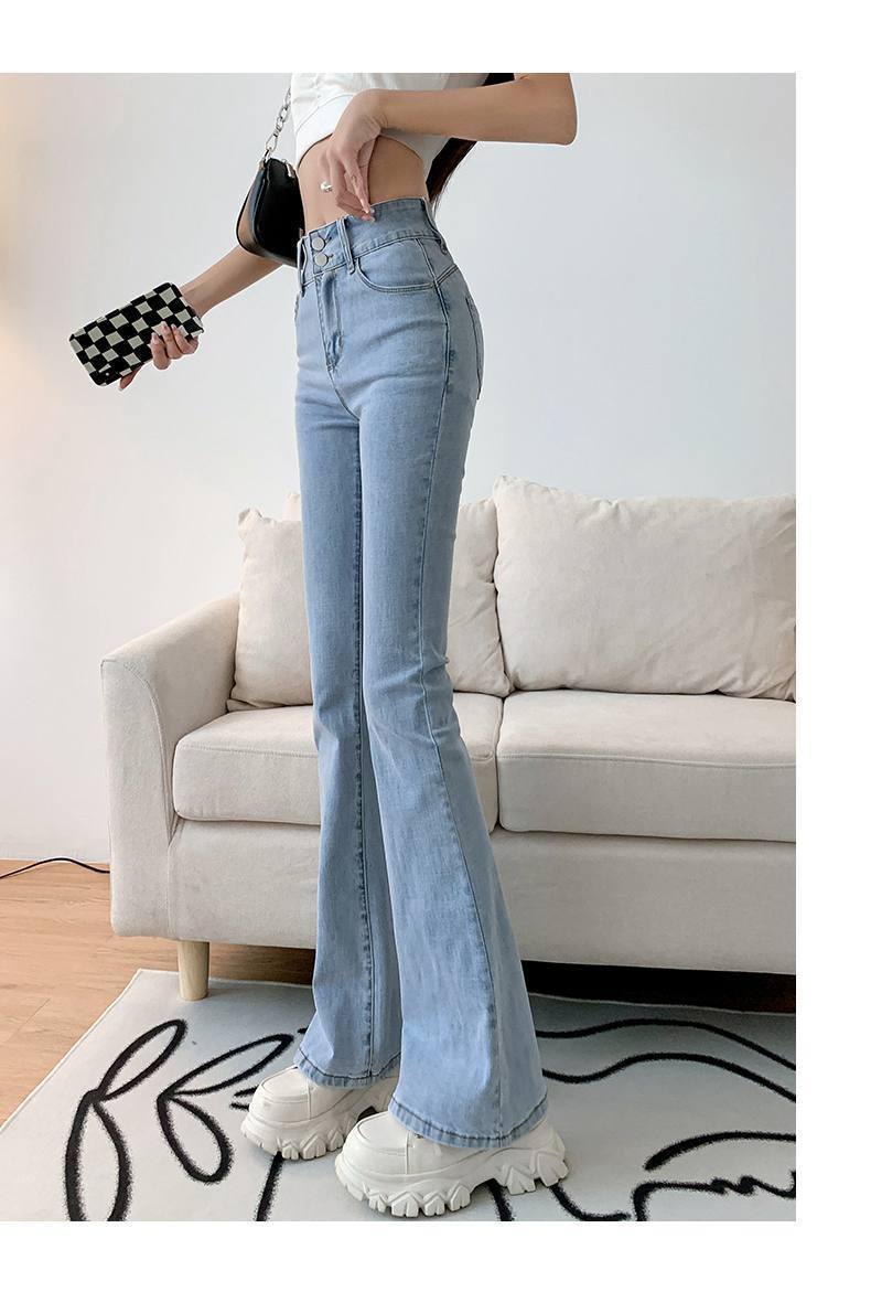 微喇叭牛仔裤女秋韩版设计感小众高腰显瘦马蹄裤小个子高街ins潮详情9