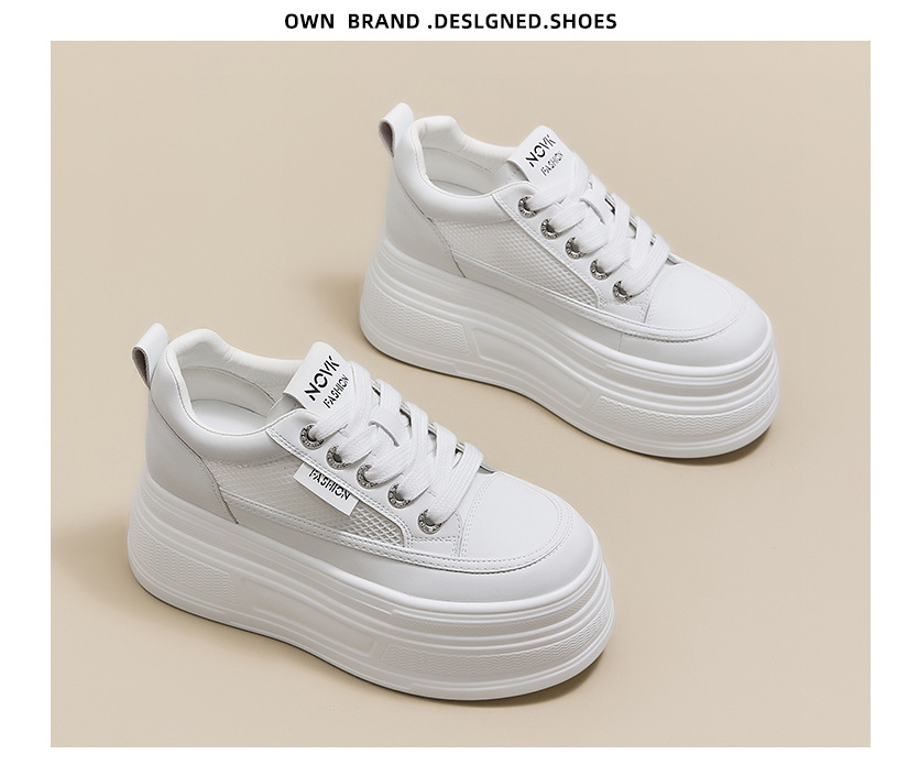 The thick-soled, insole, breathable white sneakers are a perfect match for women and are a new sporty casual shoe for Spring and summer 2025 pic 20