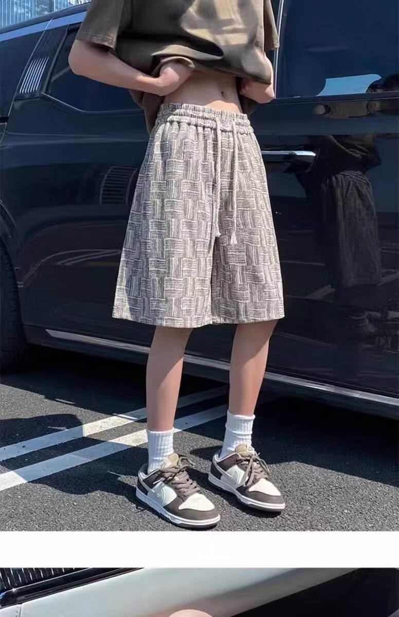条纹休闲短裤男夏季潮流外穿宽松直筒中裤男款日系大码五分裤子男详情3