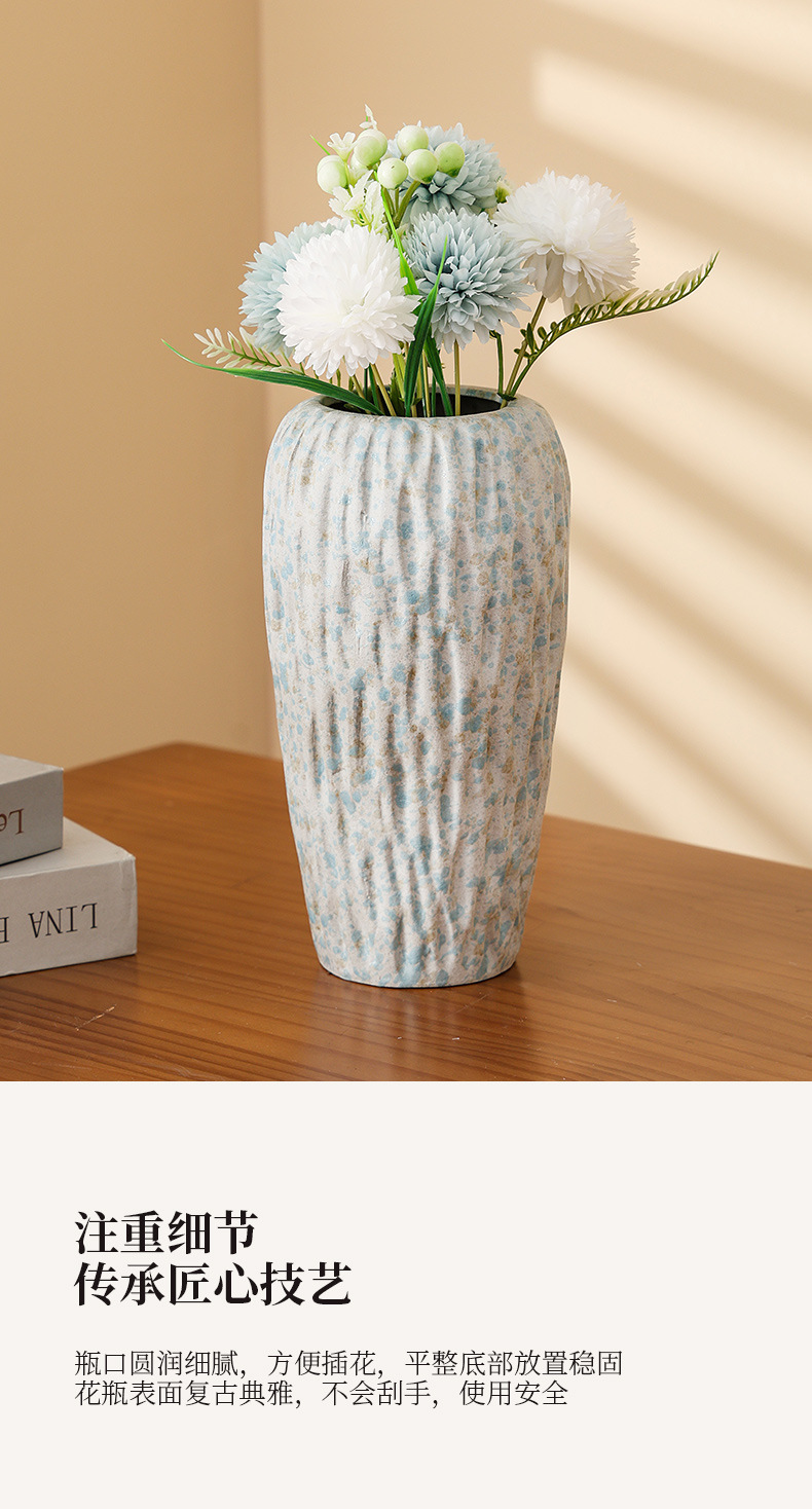 2025 Large-diameter vase, ceramic hydroponic and hydroponic fresh flower arrangement, artificial handcrafted flowers, retro large dried flowers pic 11